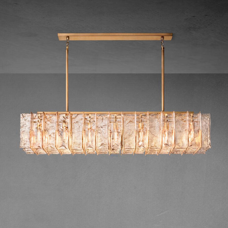 Lattace Smoke Glass Rectangular Chandelier 49"67''