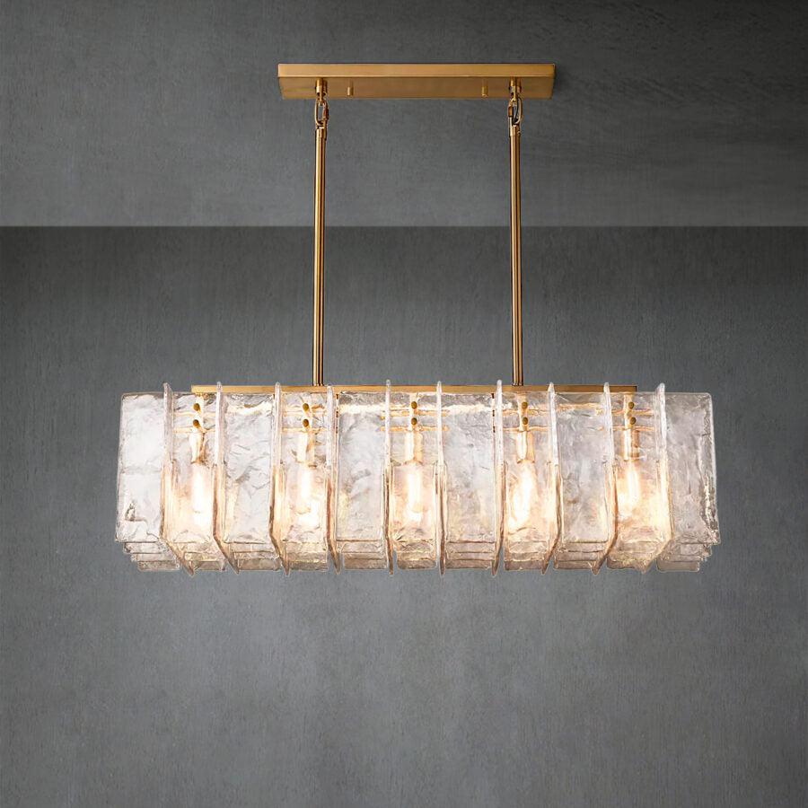 Lattace Clear Glass Rectangular Chandelier 49"67''
