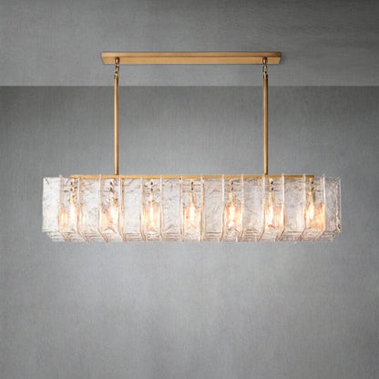Lattace Clear Glass Rectangular Chandelier 49"67''