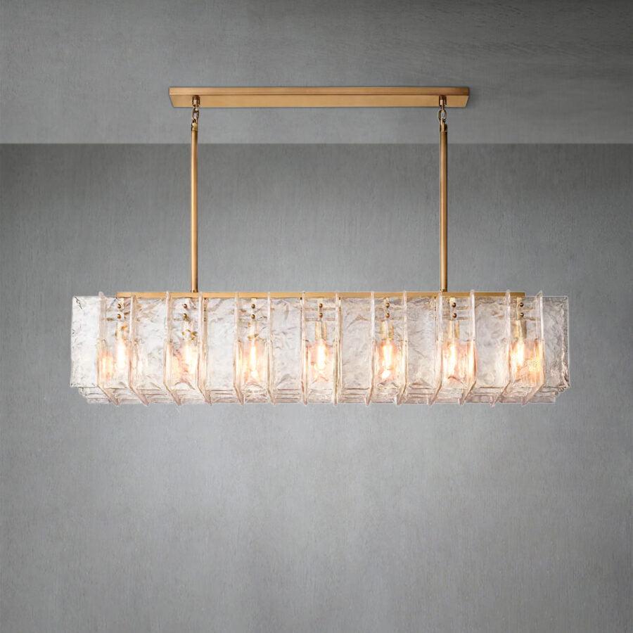 Lattace Clear Glass Rectangular Chandelier 49"67''