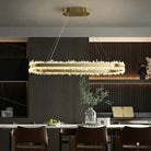 47 Inch Linear Chandelier Modern Quartz Crystal Chandelier for Dining Room - Blushlighting