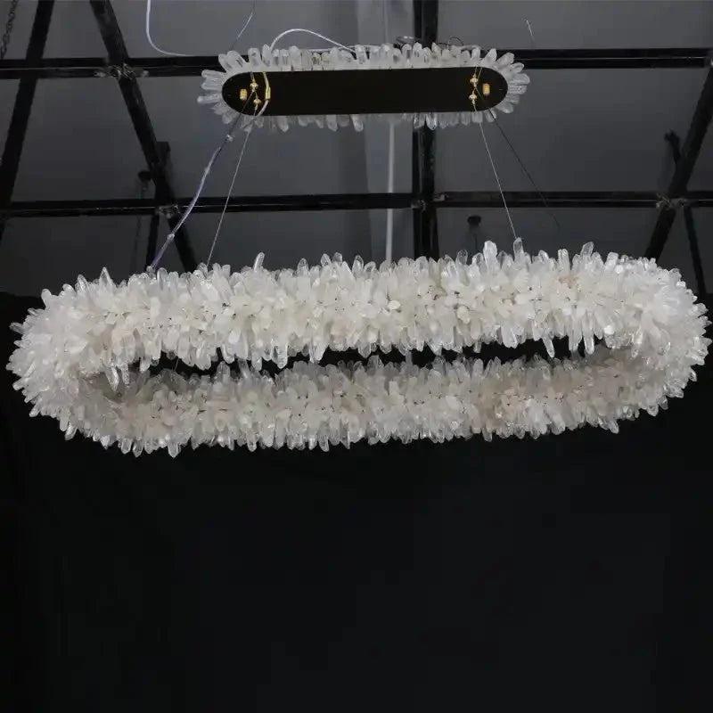 47'' Oval Modern Clear Geode Quartz Crystal Chandelier for Dining Room - Blushlighting
