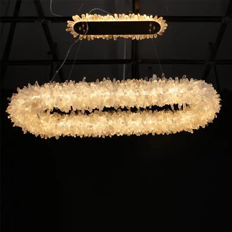 47'' Oval Modern Clear Geode Quartz Crystal Chandelier for Dining Room - Blushlighting