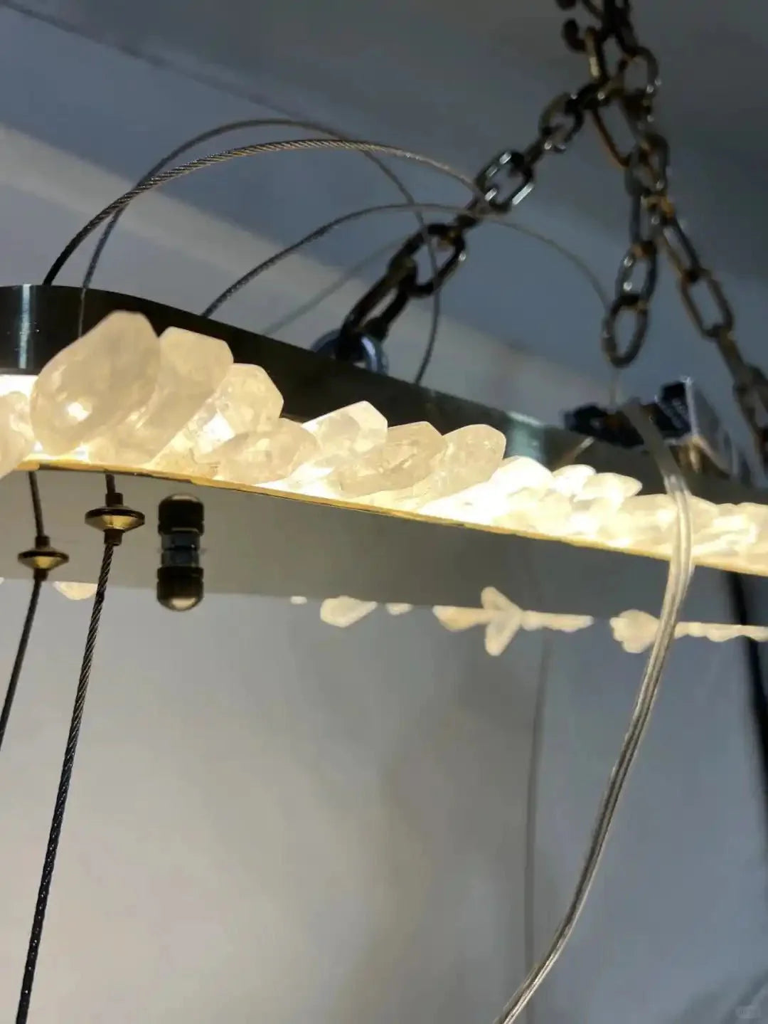 47'' Oval Modern Clear Geode Quartz Crystal Chandelier for Dining Room - Blushlighting