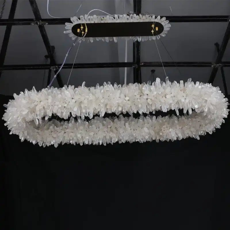 47'' Oval Modern Clear Geode Quartz Crystal Chandelier for Dining Room - Blushlighting