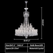 Extra Large French-style Romantic Flower Branch Art Crystal Chandelier Multi-layers Chrome Crystal Light for Big Foyer/Staircase/Hallway ,shining, delicate,noble,D39.4"*H53.3" D47.2"*H63.9" D59.1"*H79.9" D66.9"*H90.6"