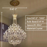 Extra Large European-style Multi-layers Candle Luxury Crystal Chandelier Gold Art Foyer/Staircase Decorative Light Fixture