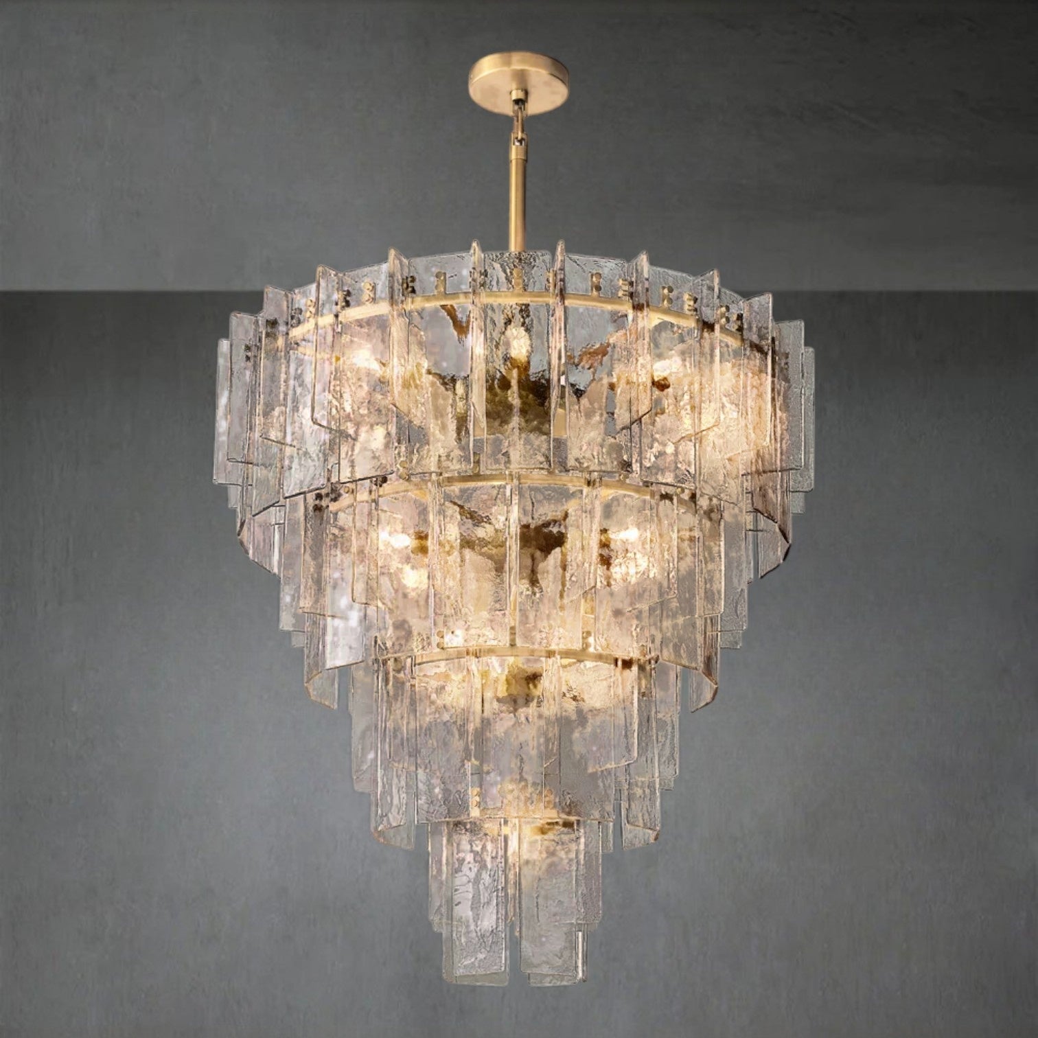 Lattace Clear Glass Tiered Round Chandelier 47"