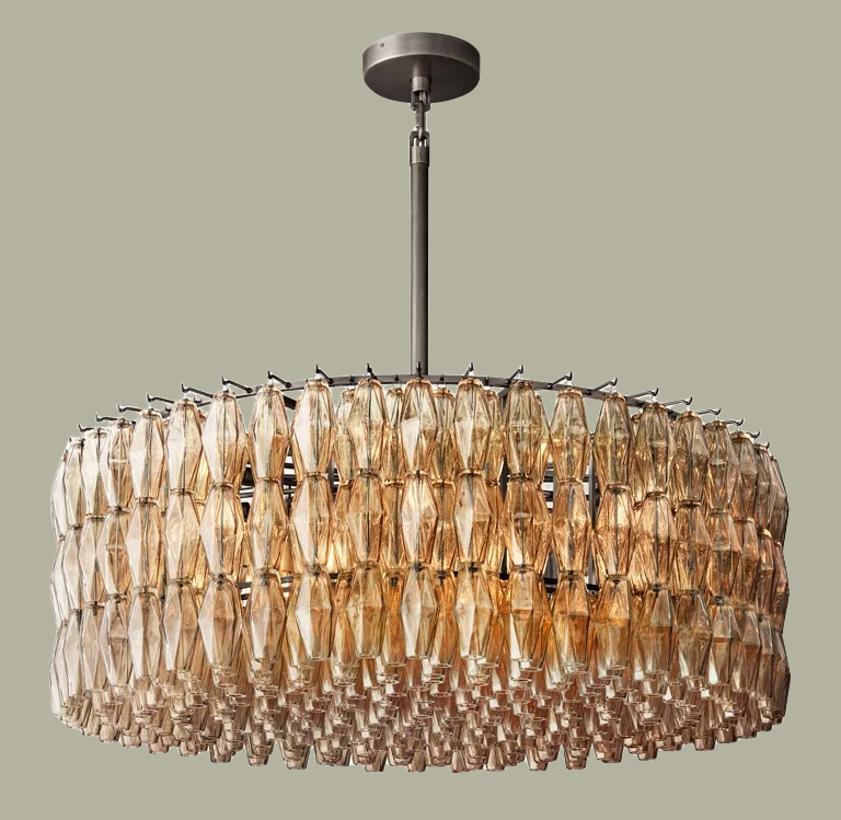 Chiaravalle Smoke Glass Round Chandelier 37"47‘’62‘’