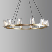 Kiara Modern Glass Round Chandelier 48" Living Room Chandelier