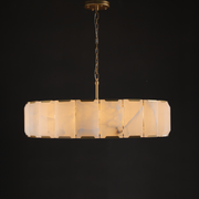 Hoden Modern Alabaster Elegant Round Chandelier For Living Room 60"