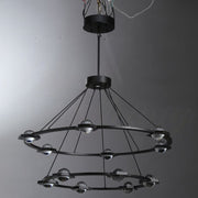 Elara Planet Modern Round Two-Tier Chandelier For Living Room, Foyer Chandelier 48"