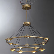 Elara Planet Modern Round Two-Tier Chandelier For Living Room, Foyer Chandelier 48"