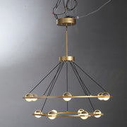 Elara Planet Modern Round Two-Tier Chandelier For Living Room, Foyer Chandelier 48"