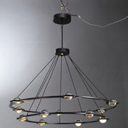 Elara Planet Modern Round Two-Tier Chandelier For Living Room, Foyer Chandelier 48"