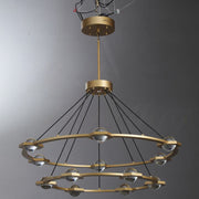 Elara Planet Modern Round Two-Tier Chandelier For Living Room, Foyer Chandelier 48"