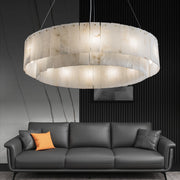 Blus Lighting Kimberley Handcrafted Alabaster Round Chandelier, Living Room Chandelier Fixtures