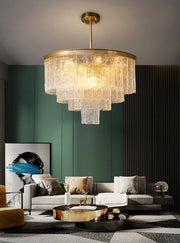 Blushlighting® Gold modern frosted glass chandelier for dining room, living room, bedroom