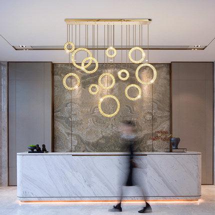 Modern Multi GBUd Donuts Shape Crystal Chandelier Ring Round Light Fixture for Foyer Staircase/ Living Room/ Bar/ Hotel Lobby/ Entryway/ LOFT