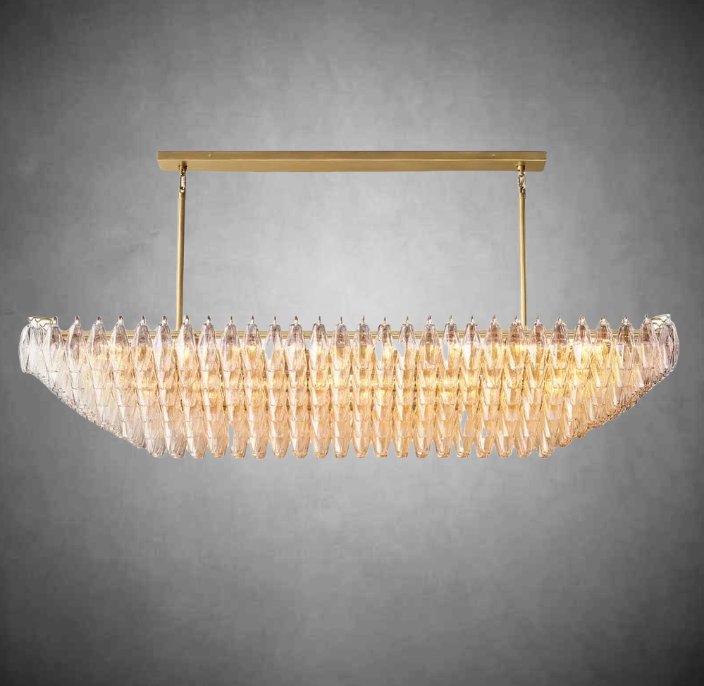 Chiaravalle Glass Tired Rectangular Chandelier 54"74''