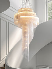 Blushlighting® Toudon | Outstanding Silver/Gold Long Chain Chandelier Dia31.5*H59.1" / Warm light / Silver