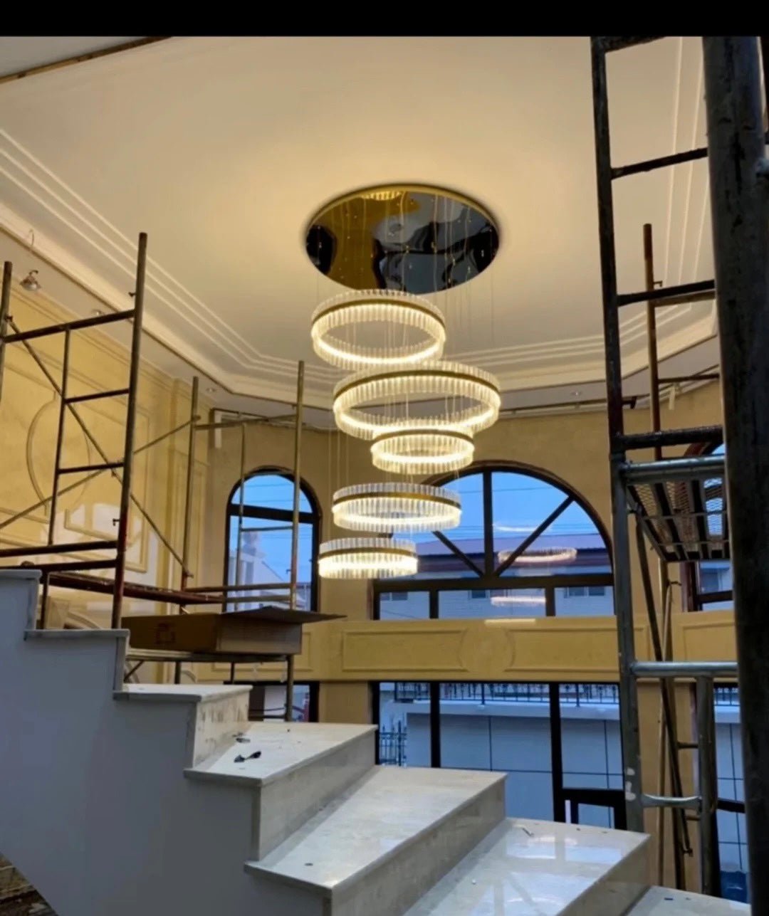 5-Ring Crystal Chandelier in Gold Finish-Chandeliers-Blushlighting-Blushlighting