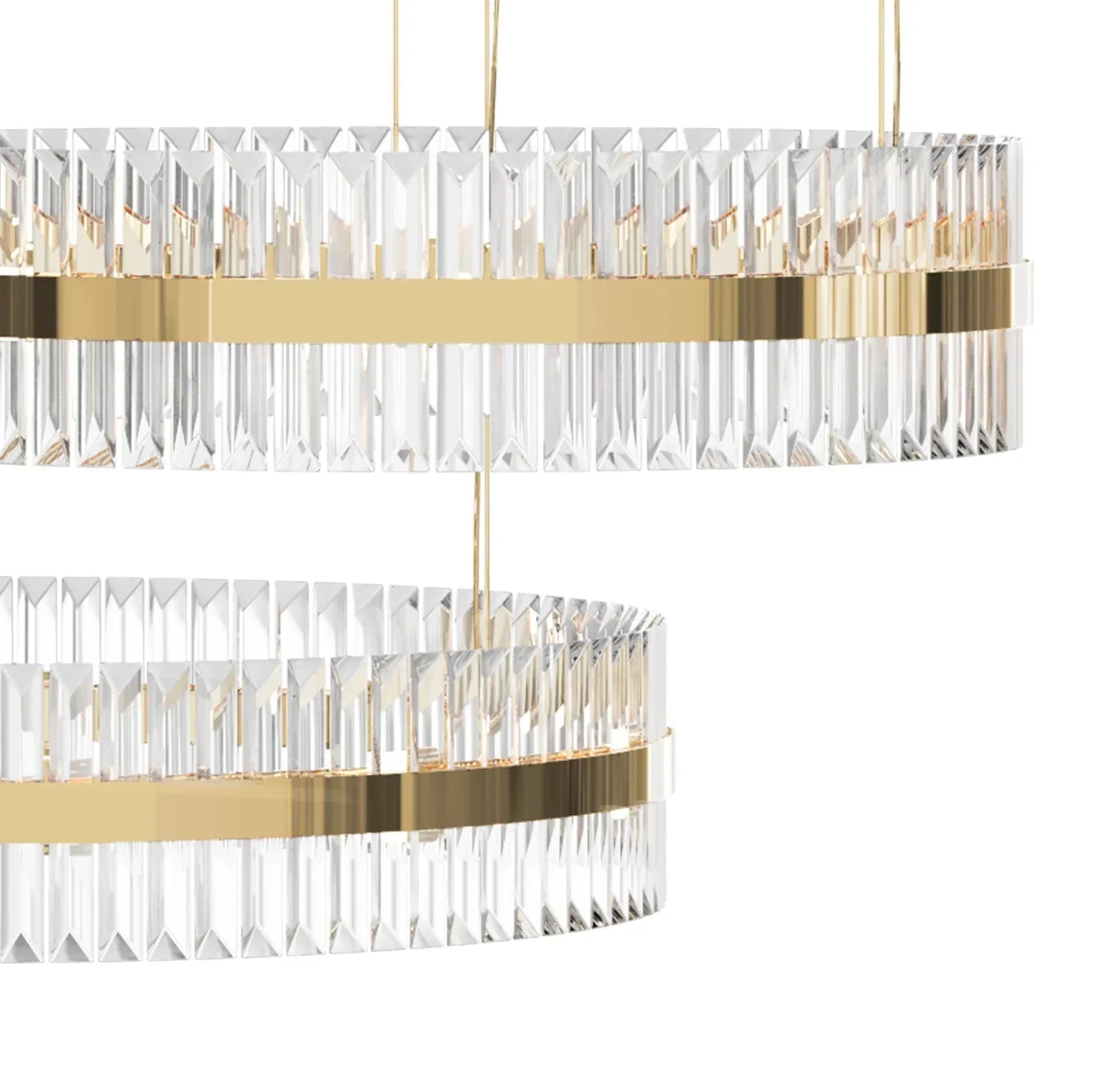 5-Ring Crystal Chandelier in Gold Finish-Chandeliers-Blushlighting-Blushlighting