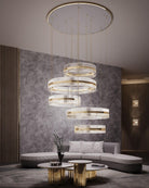 5-Ring Crystal Chandelier in Gold Finish-Chandeliers-Blushlighting-Blushlighting