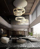 5-Ring Crystal Chandelier in Gold Finish-Chandeliers-Blushlighting-Blushlighting