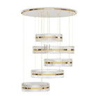 5-Ring Crystal Chandelier in Gold Finish-Chandeliers-Blushlighting-Canopy D47.2"*H118.1"-White Canopy-Warm Light-Blushlighting