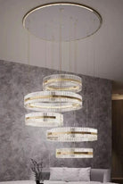 5-Ring Crystal Chandelier in Gold Finish-Chandeliers-Blushlighting-Blushlighting