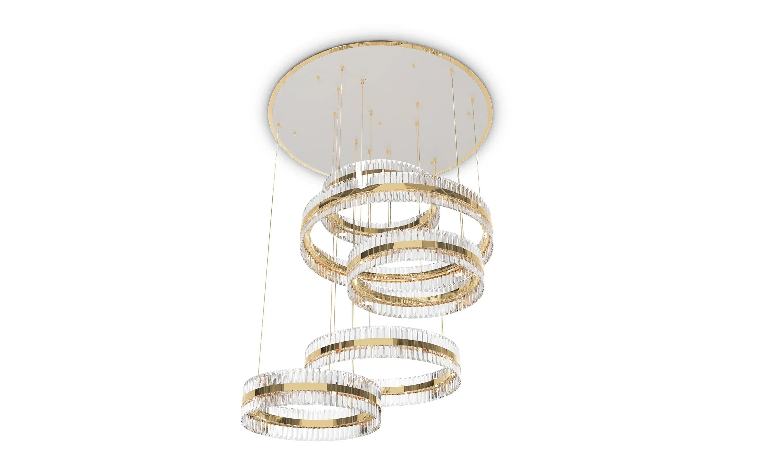 5-Ring Crystal Chandelier in Gold Finish-Chandeliers-Blushlighting-Blushlighting
