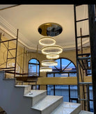 5-Ring Crystal Chandelier in Gold Finish-Chandeliers-Blushlighting-Blushlighting