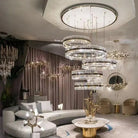 5-Ring Crystal Chandelier in Gold Finish-Chandeliers-Blushlighting-Blushlighting