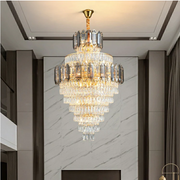 extra large crystal 2-story foryer / high ceiling living room / big hallway/ hotel entryway light fixture luxury modern stunning golden chandelier