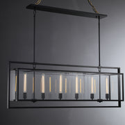 Caspian Rectangular Modern Chandelier 54", Light Fixture Over Dining Table