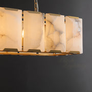 Hoden Modern Alabaster Elegant Rectangular Chandelier For Dining Room 42"