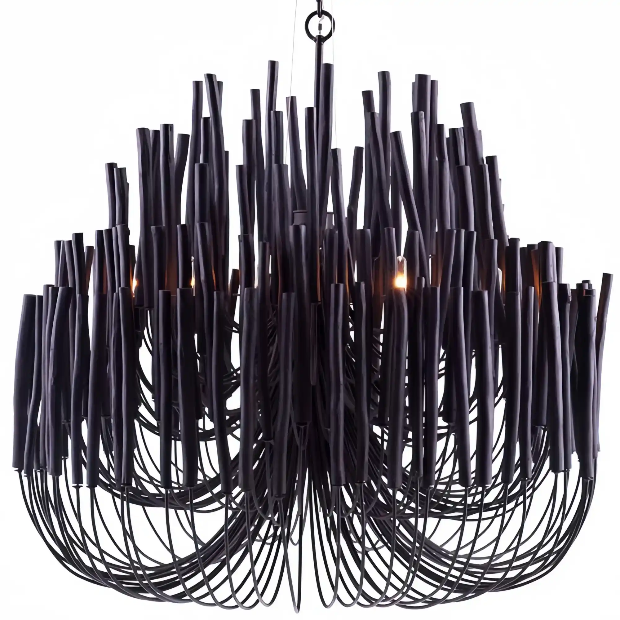 5/6-Light Modern Branch Modeling Chandelier in White or Black for Stylish Interiors-Chandeliers-Blushlighting