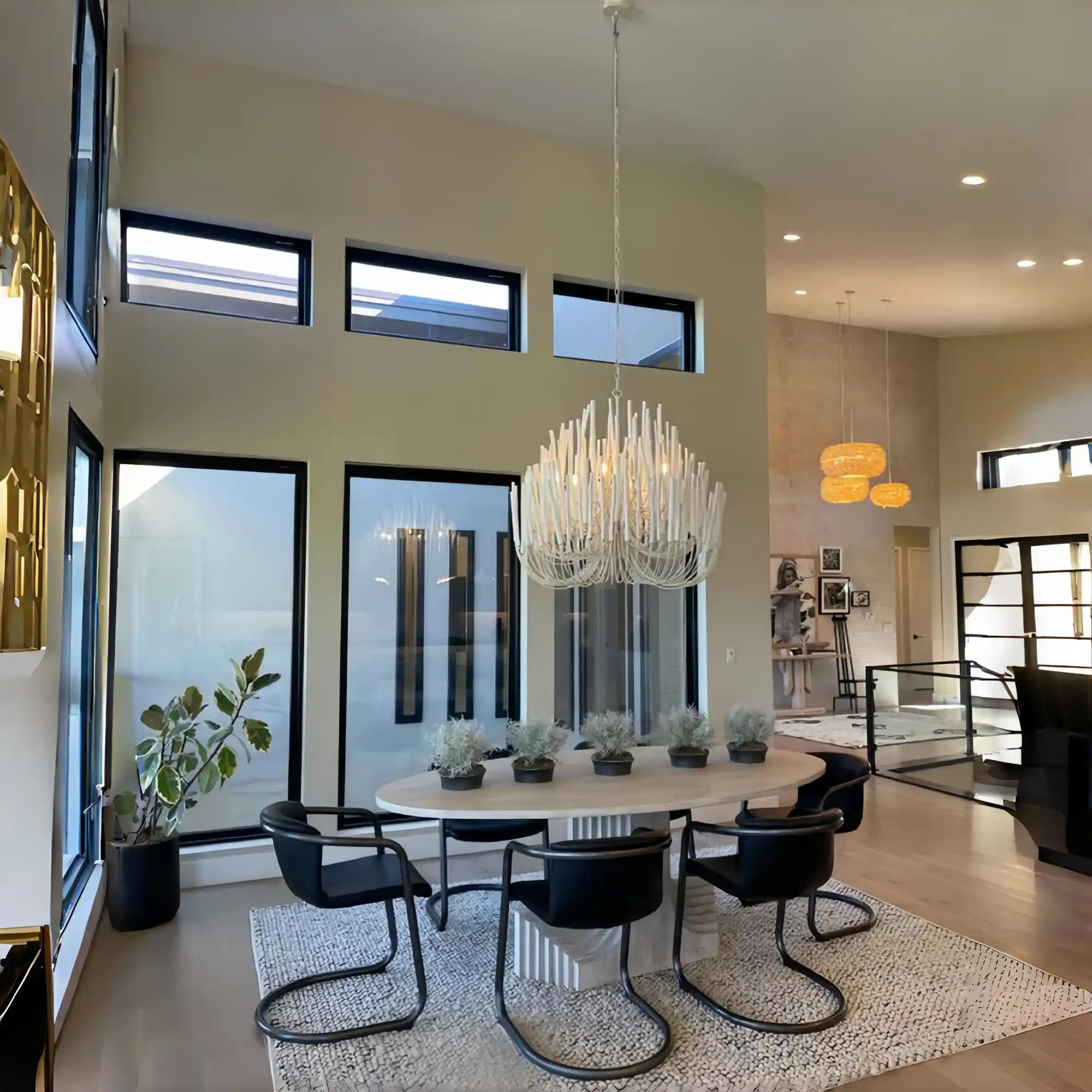 5/6-Light Modern Branch Modeling Chandelier in White or Black for Stylish Interiors-Chandeliers-Blushlighting