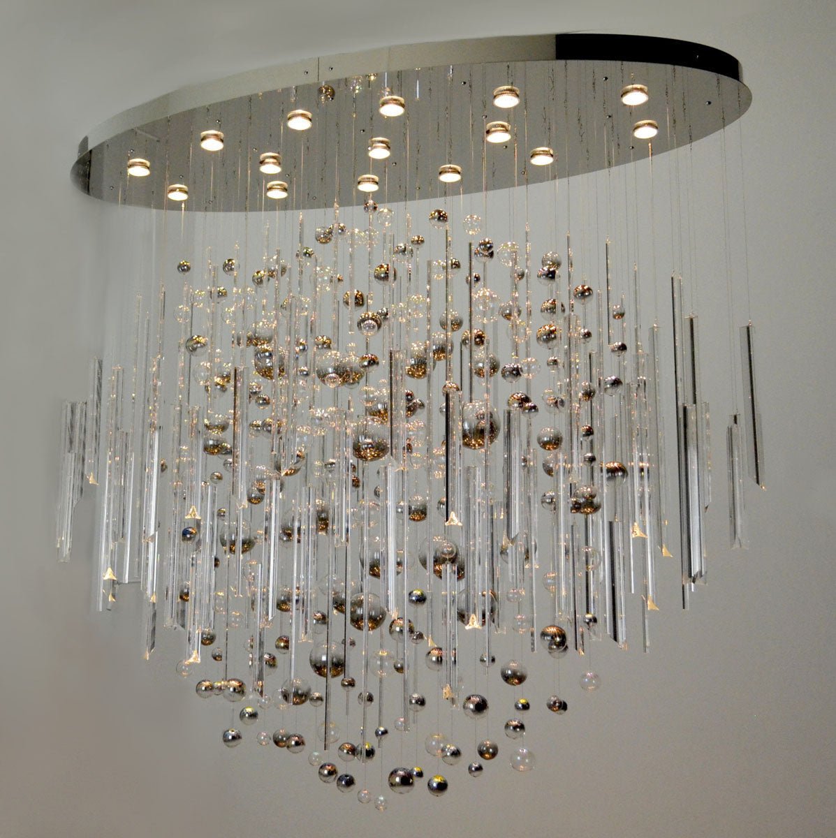 59'' Oval Chandelier for Dining Room Big Modern Glass Bubble Chandelier - Blushlighting