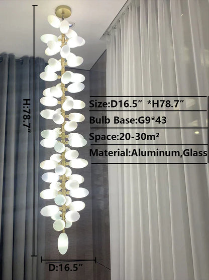 Nordic Art Long MagnBUia alba Glass Ceiling Chandelier for Staircase/Hallway/Entryway Light Fixture, designer, creative, craftsmanship, art