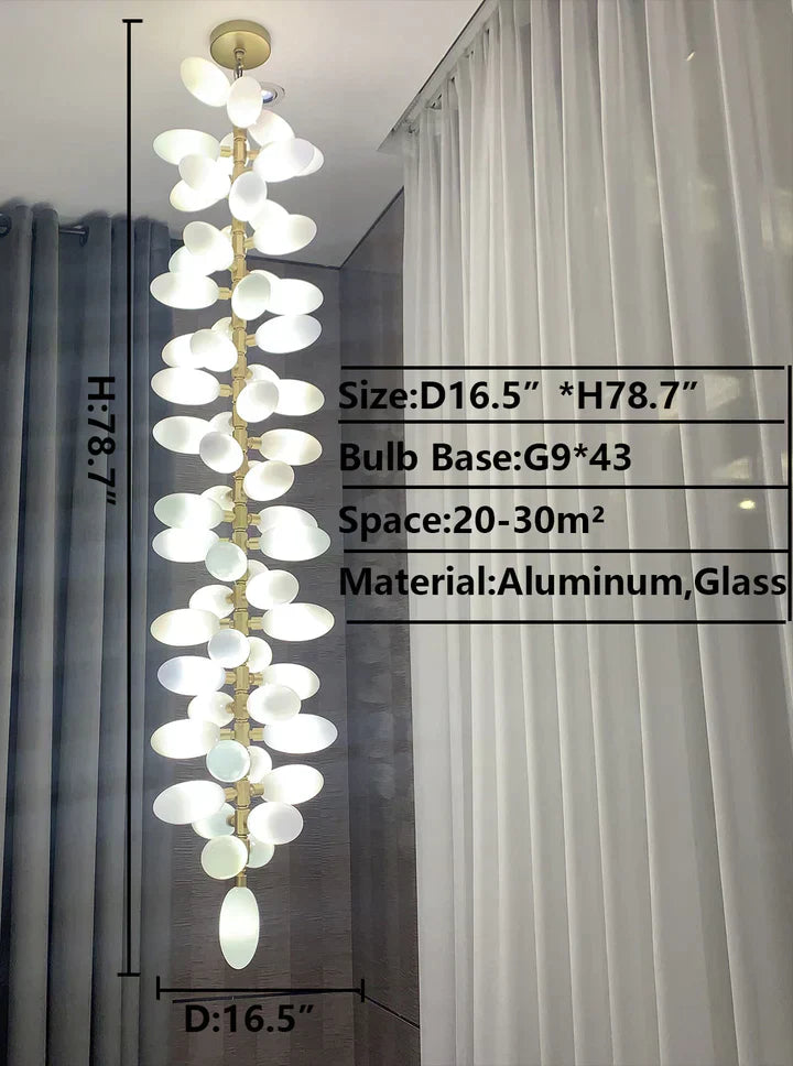 Nordic Art Long MagnBUia alba Glass Ceiling Chandelier for Staircase/Hallway/Entryway Light Fixture, designer, creative, craftsmanship, art