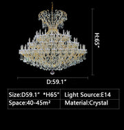 D59.1"*H65" Extra large multi-layers candle Traditional luxury crystal chandelier from the Maria Thersea Collection Model:8187 CH C build same model.for villas/duplex buildings/lofts living room/bedroom/foyer/entryway/staircase.