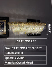 New Modern Luxury Rectangle Art Design Butterfly Crystal Chandelier for Kitchen Island/Dining Area