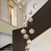 Glass ball chandelier /globe chandelier modern/glass globe chandelier/globe chandelier/ball chandelier/glass bulb chandelier/chandelier with glass balls/sphere chandelier modern Modern Long Sputnik Clear Glass Bubble Ball Ceiling Light Creative Minimalism Light Fixture for High Ceiling Villa/ Duplex Living Room/ Hallway/ Staircase