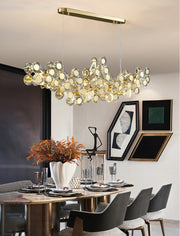 Blushlighting® Gold Rectangular Crystal LED chandelier for living room, kitchen island