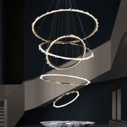 Mamie Multi Rings Rock Crystal Chandelier for Staircase