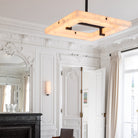 Maxine Modern Square Alabaster Living Room Chandelier Chandelier Kevin Studio Inc