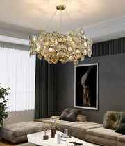 Blushlighting® Gold Rectangular Crystal LED chandelier for living room, kitchen island