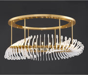 Blushlighting® Gold/white crystal ceiling chandelier for living room, bedroom, dining room